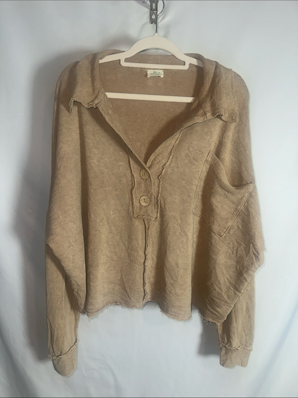 Women's Washed Pullover in Light Tan